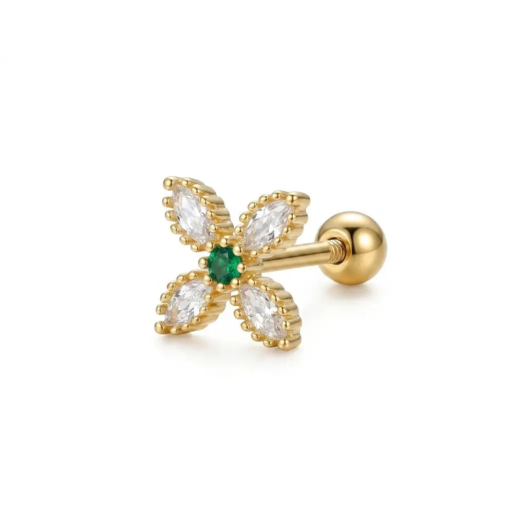🌸 Piercing Trèfle Floral « attire la chance » ✨