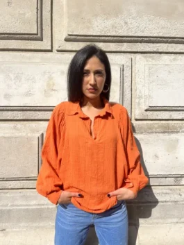 Blouse Dalia Orange Shiralaura.fr Vente De Vetements Pour Femmes Du 38 Au 52 A Paris 1.webp