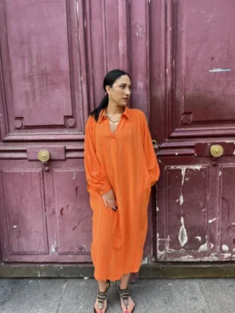Robe Dalia Orange Shiralaura.fr Vente De Vetements Grandes Tailles Du 38 Au 52 Paris.webp